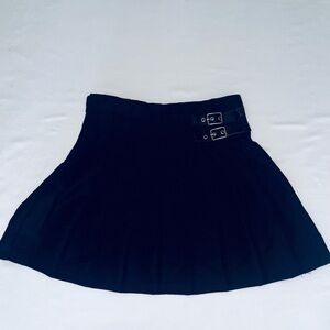 No Boundaries Black Mini Skirt with Buckle Detail